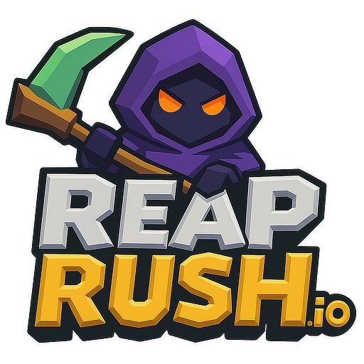 Reap Rush Logo - A purple hooded reaper with a green scythe